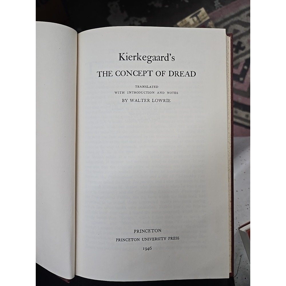 Concept of Dread by Soren Kierkegaard (Hardcover) 11A/B